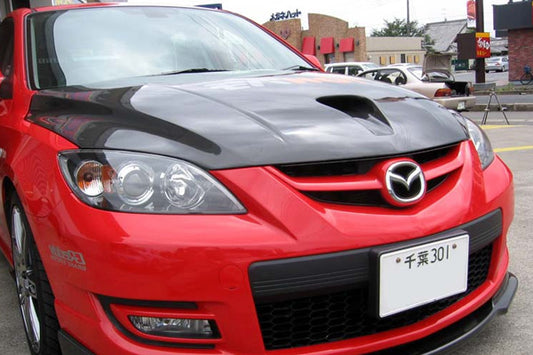 RE Amemiya MS Air Scoop Hood (Carbon) for Mazda Axela