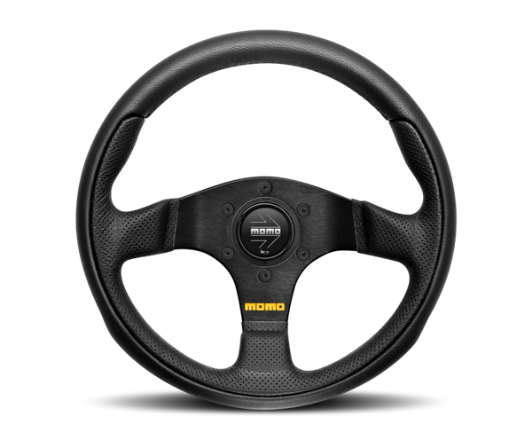 Momo Team Steering Wheel 300 mm - 4 Black Leather/Black Spokes