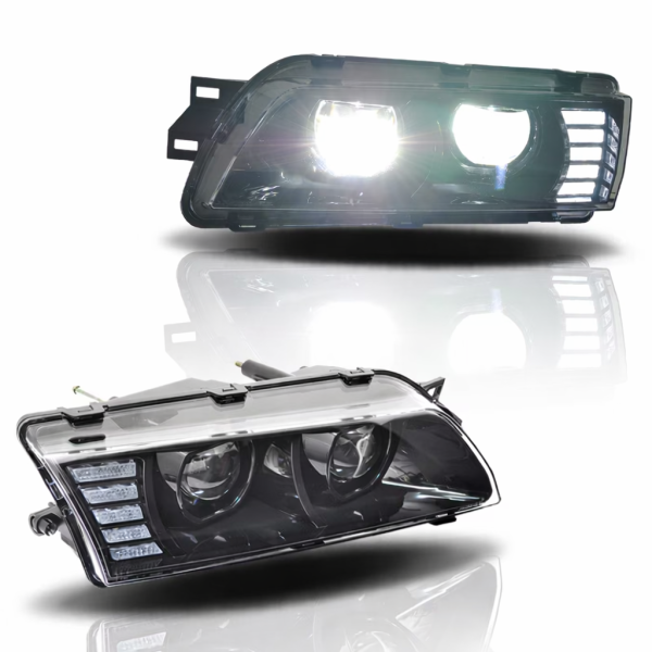 78works Full LED Headlights 4-Lamp Black (R/L) for 1989-1994 Nissan Skyline (R32)