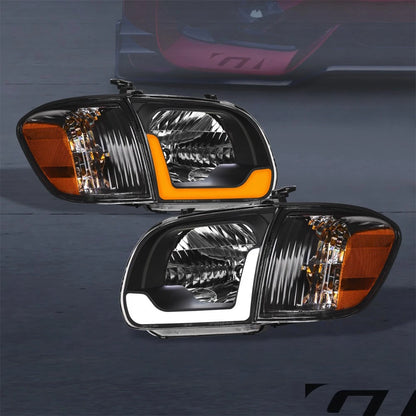 Switchback Sequential For 2005-2006 Tundra Crew Blk Headlights+Corner w/LED Tube