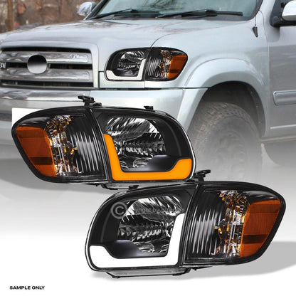 Switchback Sequential For 2005-2006 Tundra Crew Blk Headlights+Corner w/LED Tube
