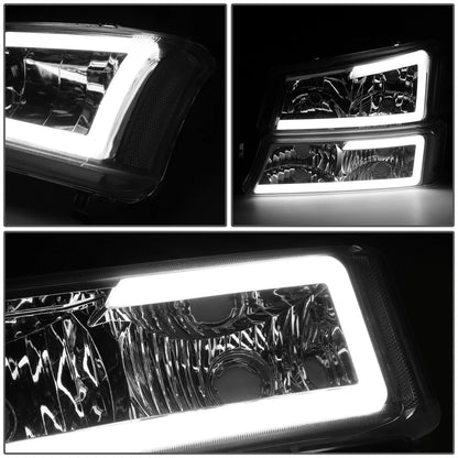 FOR 03-07 CHEVY SILVERADO AVALANCHE LED DRL HEADLIGHT BUMPER LAMPS CHROME/CLEAR