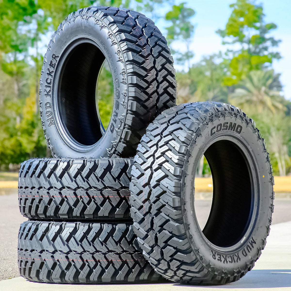 4 Cosmo Mud Kicker 37X13.50R20 128Q F 12 Ply Light Truck Tires 50k Mi Warranty