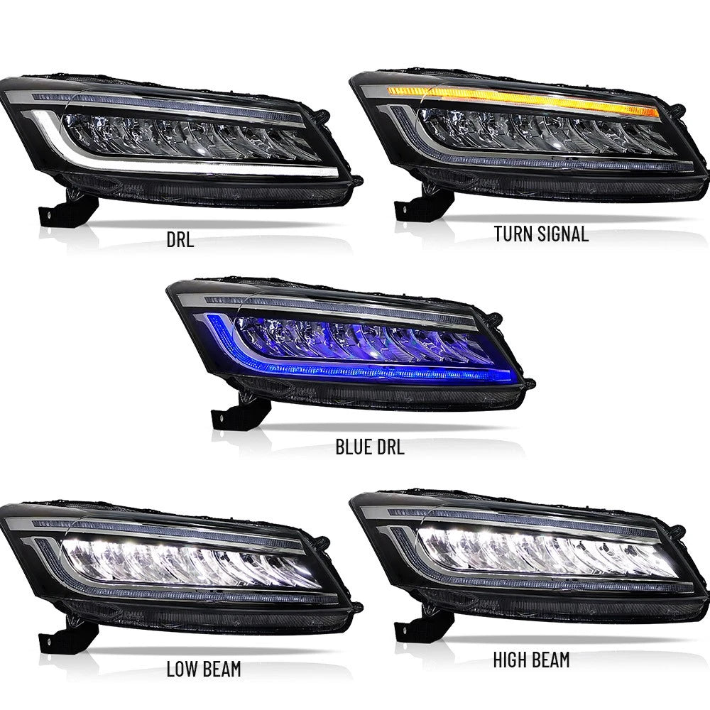 Headlights For 2008-2012 Honda Accord FULL LED Startup Animation DRL Lamp Pair