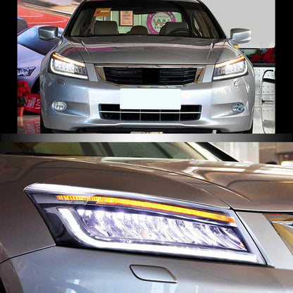 Headlights For 2008-2012 Honda Accord FULL LED Startup Animation DRL Lamp Pair