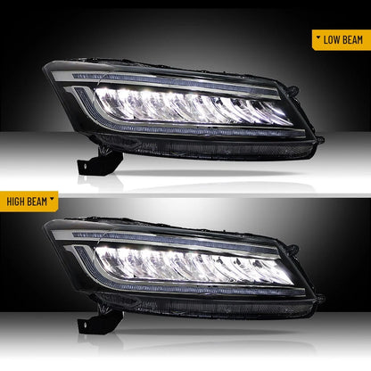 Headlights For 2008-2012 Honda Accord FULL LED Startup Animation DRL Lamp Pair