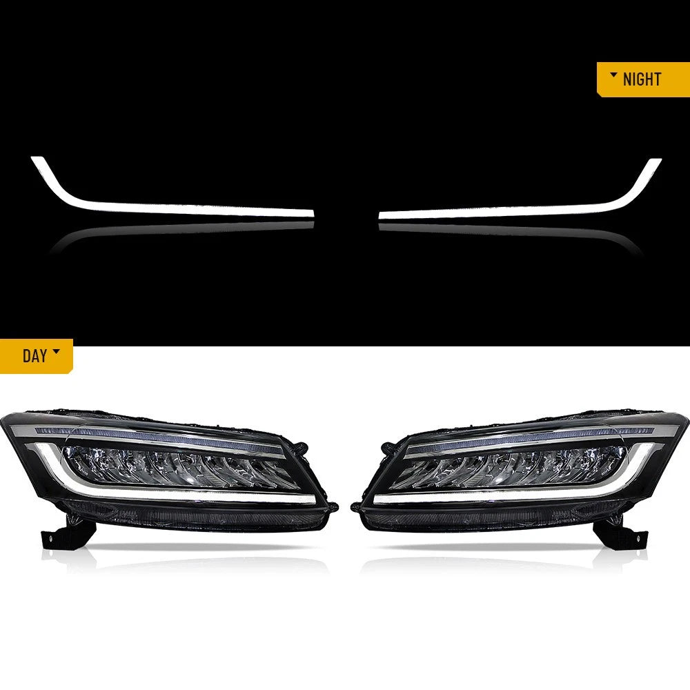 Headlights For 2008-2012 Honda Accord FULL LED Startup Animation DRL Lamp Pair