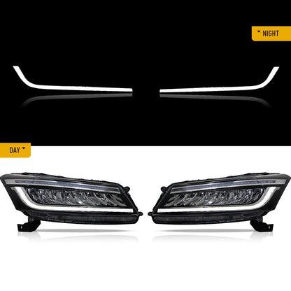 Headlights For 2008-2012 Honda Accord FULL LED Startup Animation DRL Lamp Pair