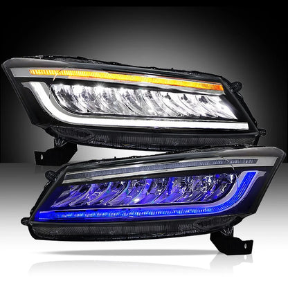 Headlights For 2008-2012 Honda Accord FULL LED Startup Animation DRL Lamp Pair