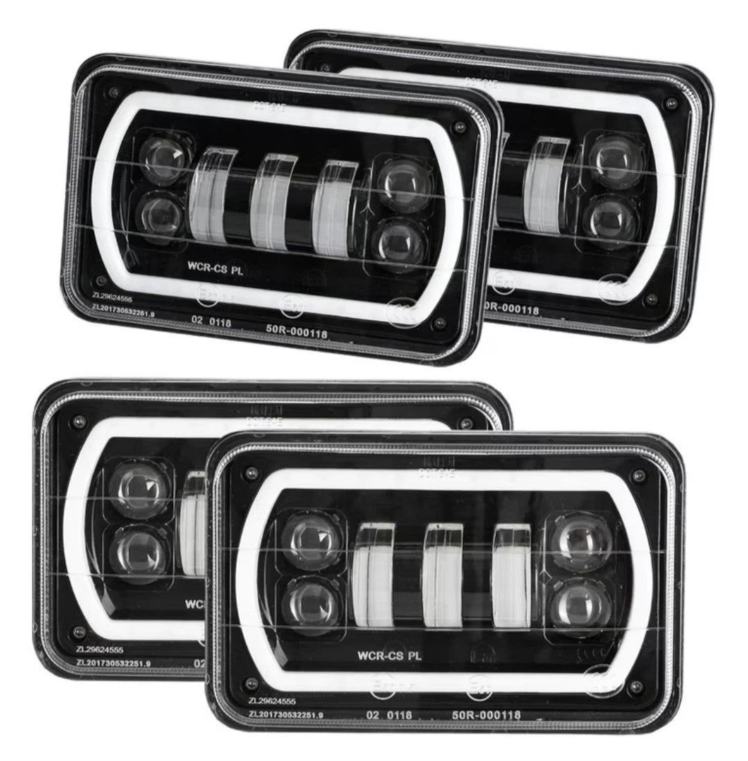 Vehicle LED Fog Headlights Halo DRL Hi-Lo Beam Brand New In Box Lot Of 4 6x4"