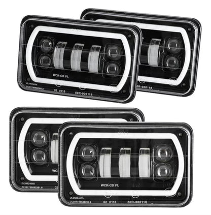 Vehicle LED Fog Headlights Halo DRL Hi-Lo Beam Brand New In Box Lot Of 4 6x4"