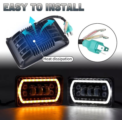 Vehicle LED Fog Headlights Halo DRL Hi-Lo Beam Brand New In Box Lot Of 4 6x4"