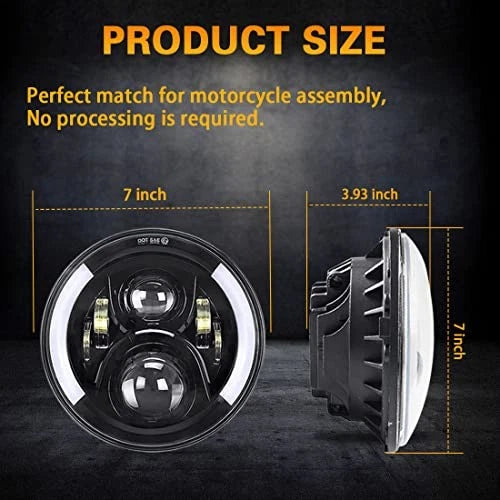 7 Inch Led Headlight DRL (Left/Right) Turn Signal Lights for Motorcycle Black