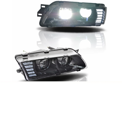 78works Full LED Headlights 4-Lamp Black (R/L) for 1989-1994 Nissan Skyline (R32)
